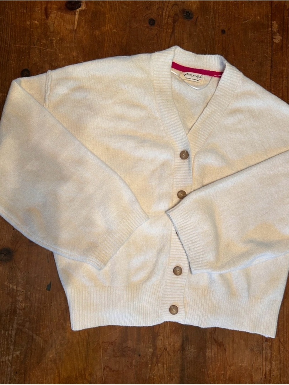 Free People soft wool-blend slouchy buttoned cardigan.